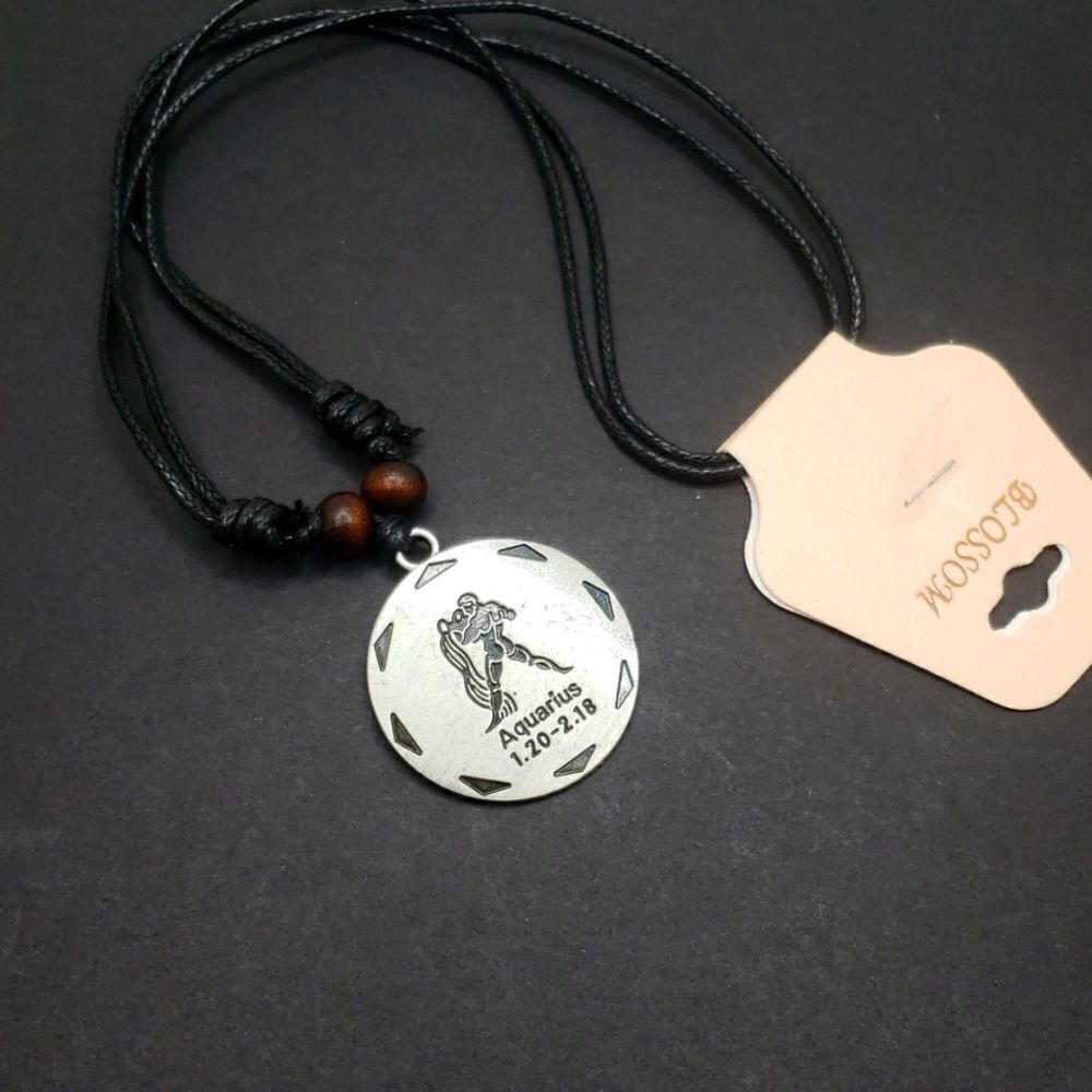 Aquarius pendant Zodiac sign necklace adjustable - Picture 2 of 2